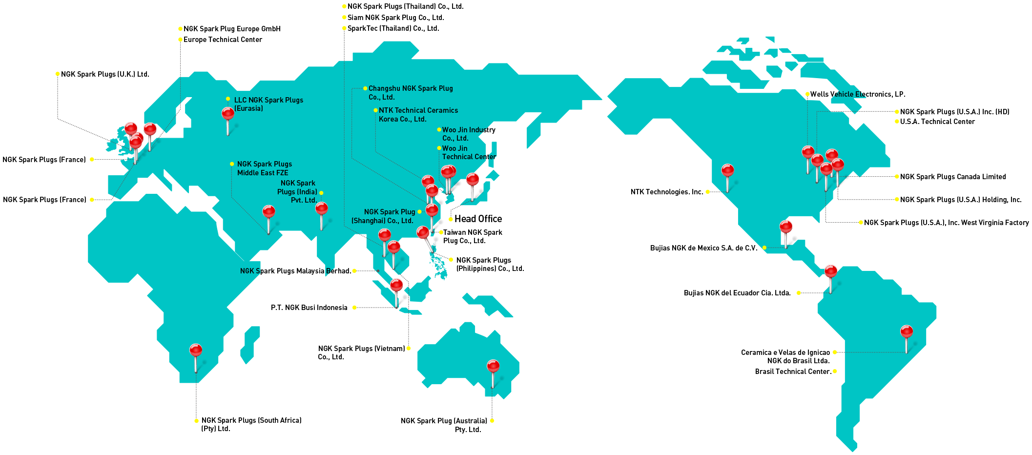NGK Worldwide Map